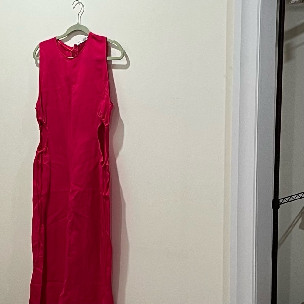 Zara Vibrant Pink Linen Maxi Dress